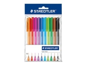 Staedtler ball 432, Klips, Tynn spiss, Sort, Blå, Brun, Grønn, Lyseblå, Lysegrønn, Fiolblå, Oransje, Rød, Fiolett, 10 stykker