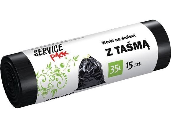 Staples Garbage bags service pack ldpe 35l black 15/roll