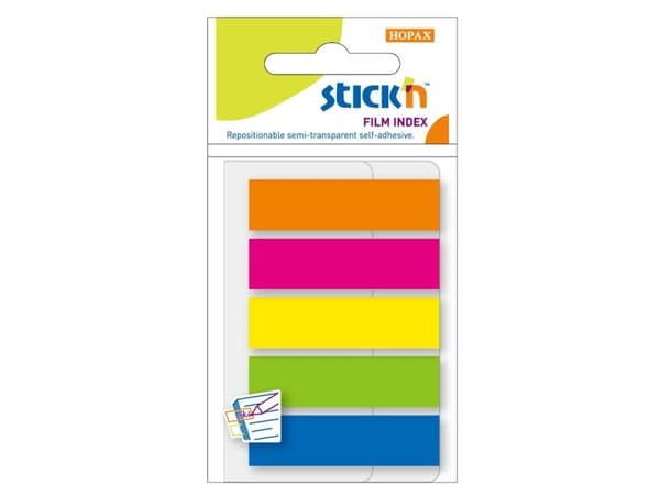 Indexfaner Stick'N PP 45x12, 5xNeonfarver110x2x60mm 0,007kg (1stk)
