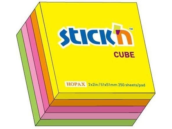 Stickn Notes kuutio sekoitus 5 väriä Neon (175504)