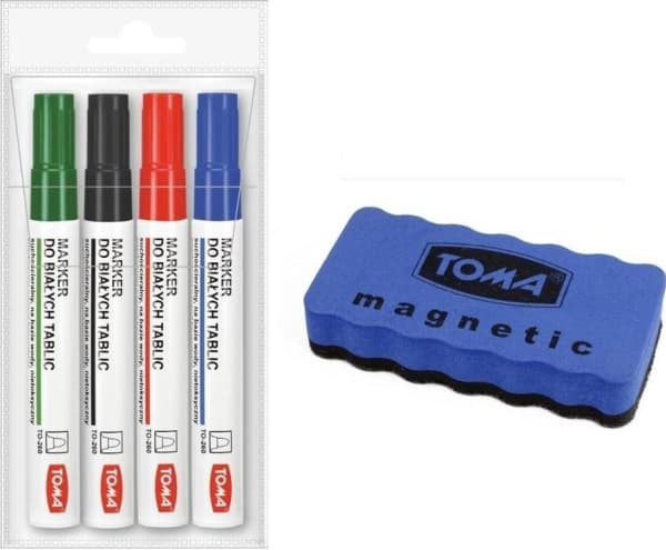 Tom Marker for white boards 4 pieces + TOMA grinder