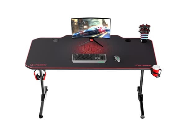 Ultradesk FRAG, Suora, Suorakaiteen muotoinen, Pelaaminen, Kotitoimisto, Musta, Musta, Musta
