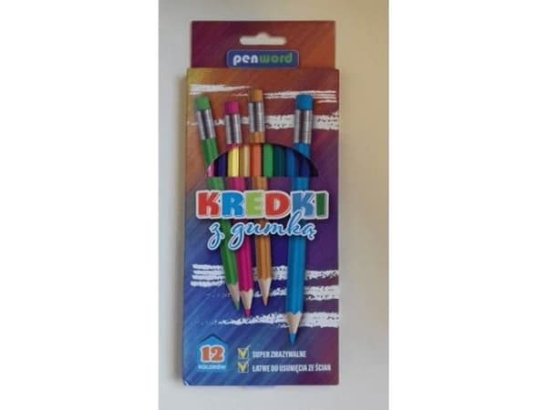 Polsirhurt Hexagonal blyertskritor 12 färger med suddgummi