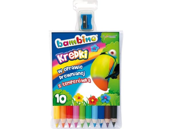 St. Majewski BAMBINO crayons in a wooden frame with a sharpener, 10 colors
