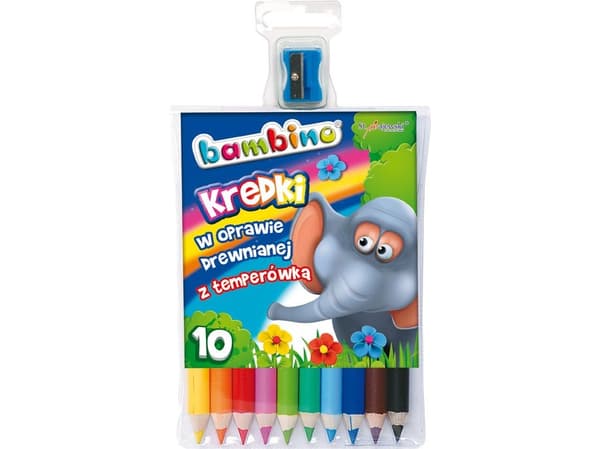 St. Majewski BAMBINO crayons in a wooden frame with a sharpener, 10 colors