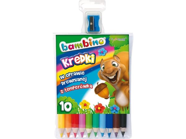 St. Majewski BAMBINO crayons in a wooden frame with a sharpener, 10 colors