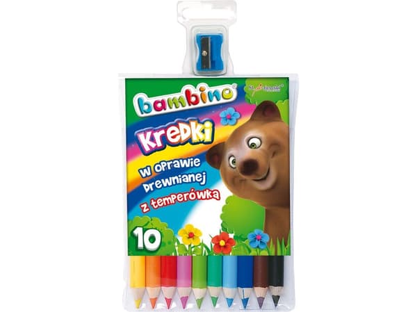 St. Majewski BAMBINO crayons in a wooden frame with a sharpener, 10 colors