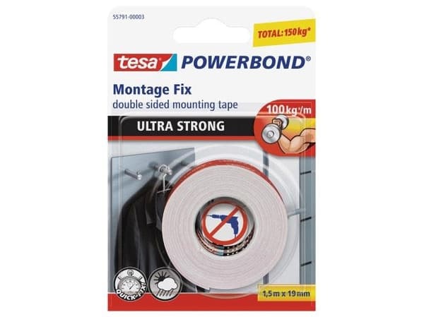 Tesa Powerbond kaksipuolinen 1.5m 19mm kiinnitysteippi (H5579103)