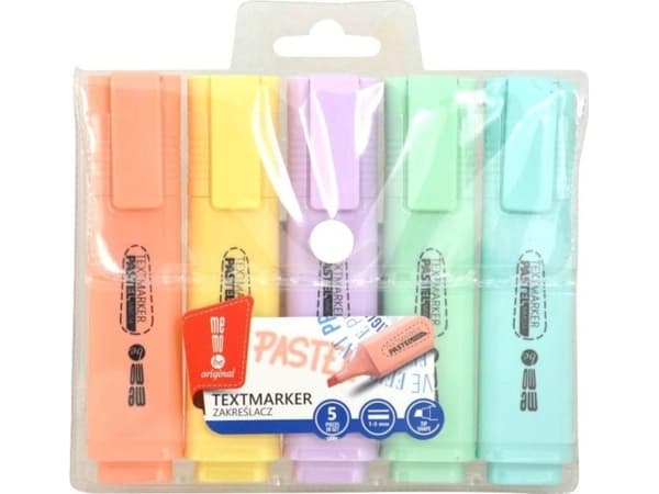 MemoBe Pastell highlighters, etui, 5 MemoBe farger