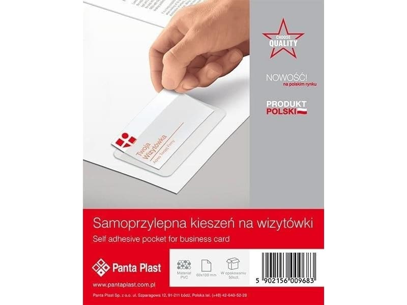 Panta Plast Adhesive pocket for business cards 100x60mm