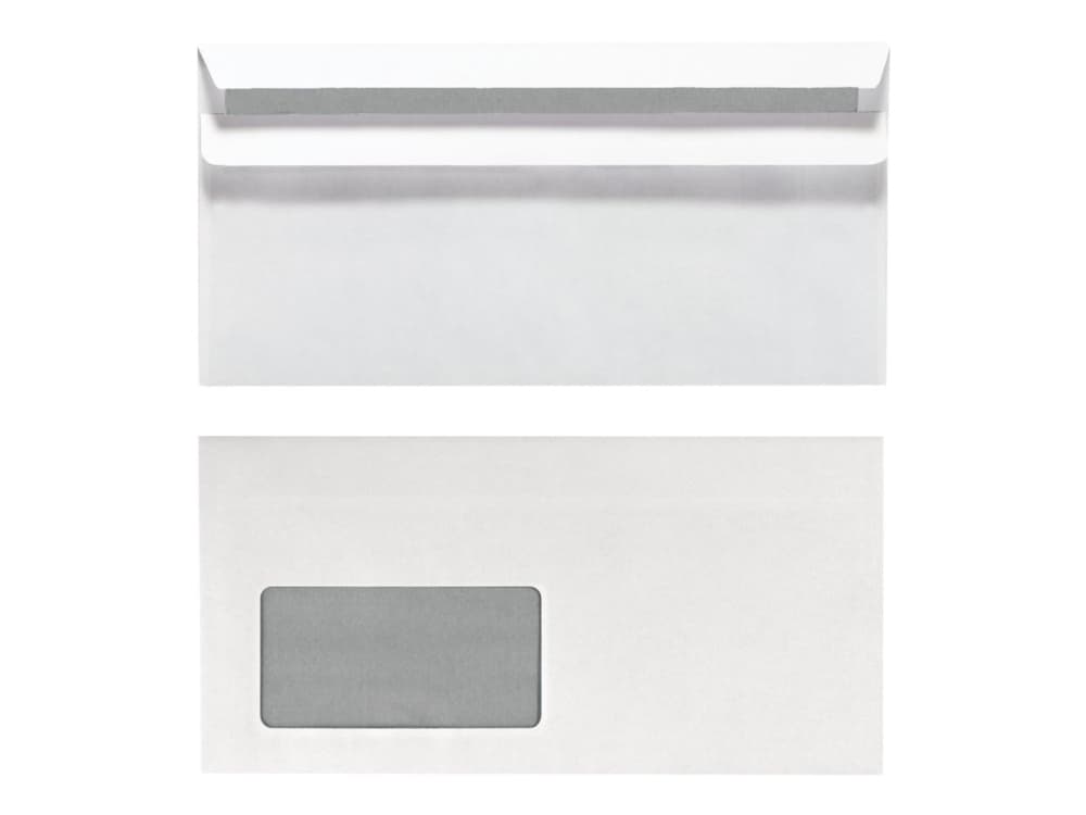 Herlitz - Kuvert - International DL (110 x 220 mm) - plånbok - öppen sida - självhäftande - 1 fönster - vit