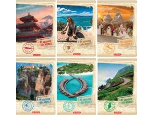 Herlitz Notebook A5/60K check Around the World (5 pcs)