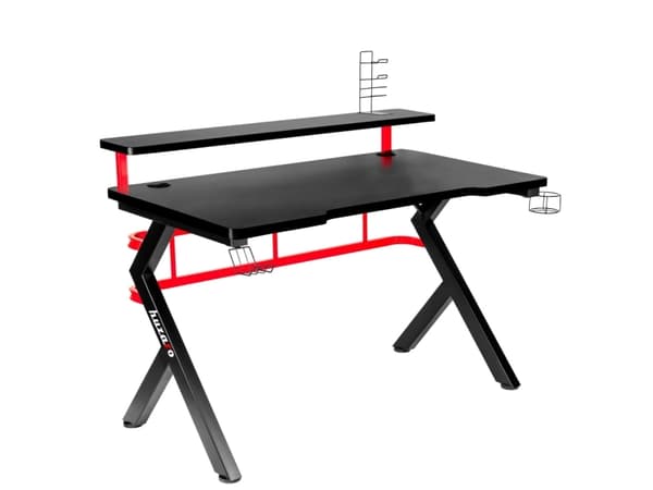 Huzaro Hero 5.0, Rett, Rektangulær form, Karbonfiber, Aluminium, Spilling, Hjemme kontor, Svart, Rød