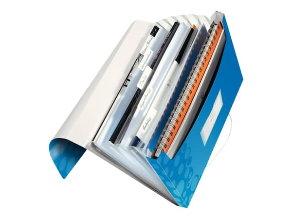 Leitz WOW - Dokumentmappe - kan utvides - 6 rom - 6 deler - for A4 (210 x 297 mm) - med fliker - metallic blå