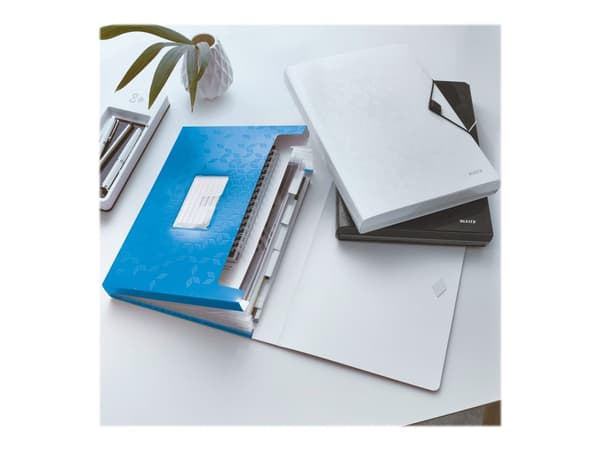 Leitz WOW - Dokumentmappe - kan utvides - 6 rom - 6 deler - for A4 (210 x 297 mm) - med fliker - metallic blå