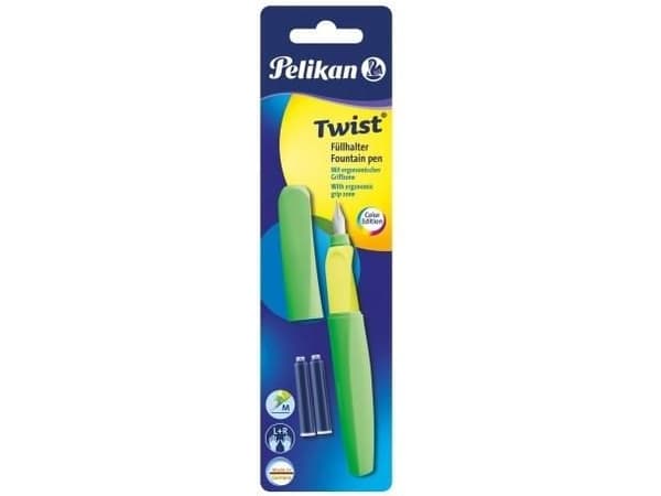 Pelikan 807302, Grön, Gul, Påfyllning med bläckpatronssystem, Rostfritt stål, Ambidextrous, Tyskland