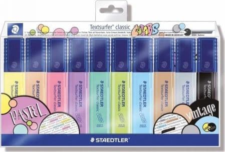 Staedtler 364 C, 10 kpl, Musta, Ruskea, Vaaleansininen, Vaaleanharmaa, Lime, Minttu, Persikka, Vaaleanpunainen, Violetti,..., Taltan pää, Polypropeen