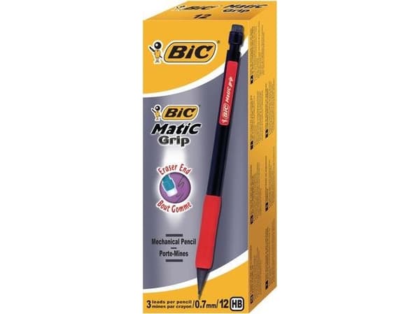 Blyertspenna BIC Matic Grip, 0,7 mm, färgassorterad 12 st.