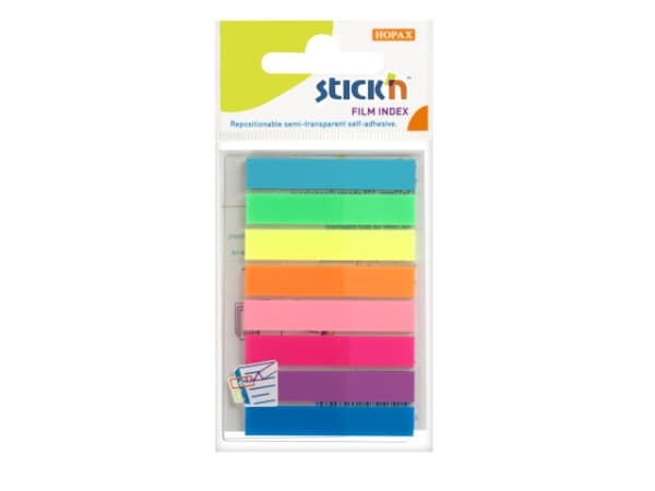 Indeksfaner Stick'N PP 8 ass. neon farver 45x8mm 8x20stk/pak