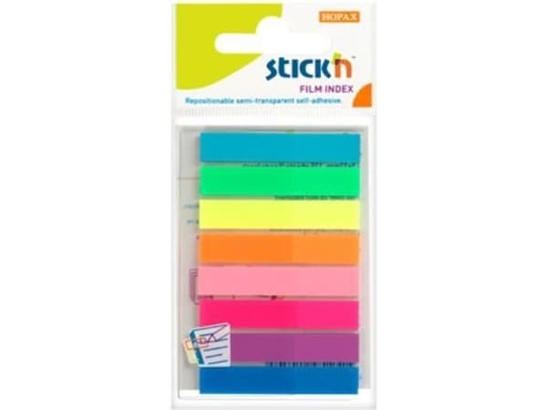 Hakemistolistat Stick'N PP 45x8, 8xNeon värit110x2x60mm 0,007kg (1kpl)