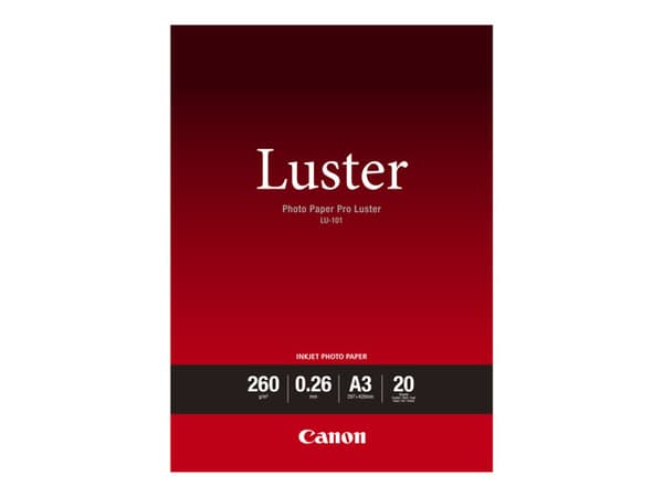 Canon Photo Paper Pro Luster LU-101 - Glans - 260 mikroner - A3 (297 x 420 mm) - 260 g/m² - 20 ark fotopapir - for PIXMA PRO-1, PRO-10, PRO-100