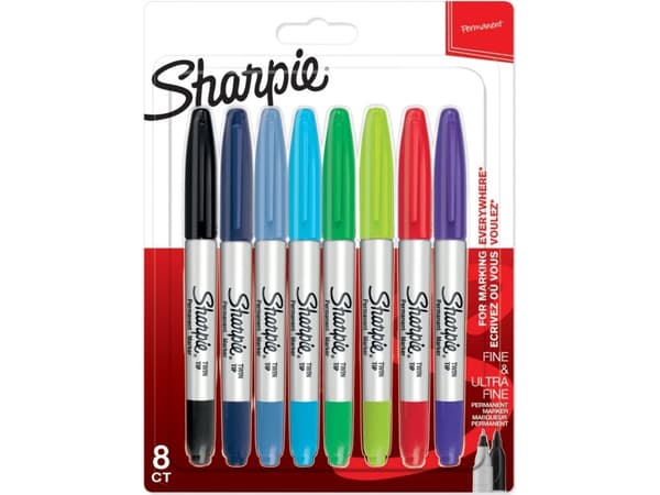 Sharpie 2065409, Multifärg, Fin/Ultrafin, Keramiska, Tyg, Läder, Metall, papper, Plast, AP, 8 styck, Blåsa