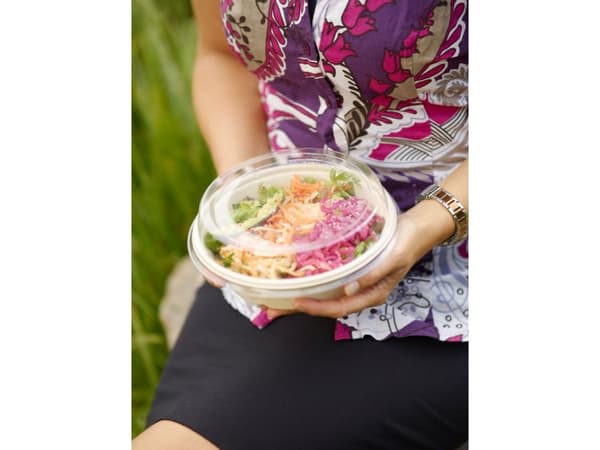 Plastlåg Ø212 mm Rund RPET Klar højt til Duni Salatskål Bagasse,4 pk x 40 stk/krt