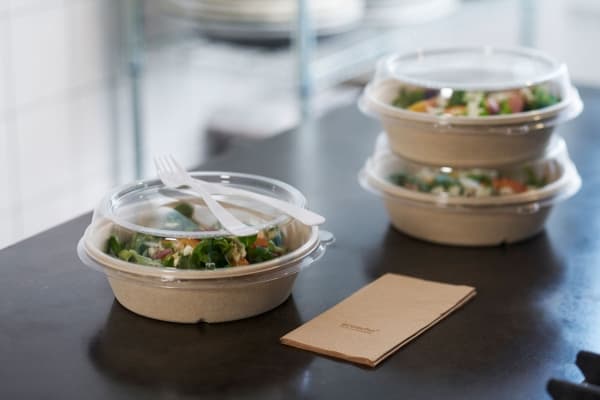 Plastlåg Ø212 mm Rund RPET Klar højt til Duni Salatskål Bagasse,4 pk x 40 stk/krt