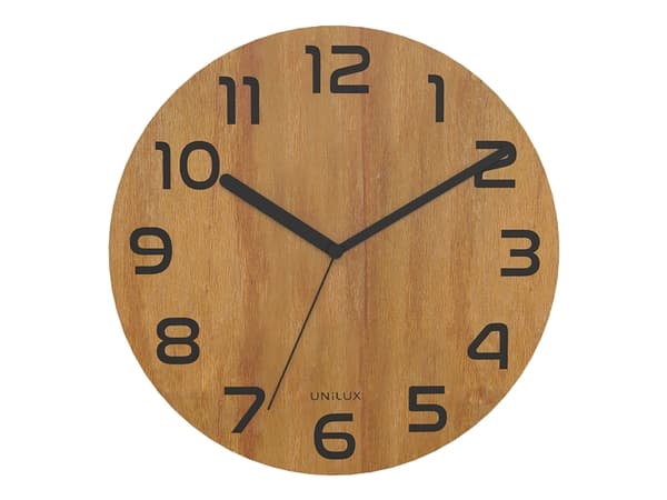 Unilux Palma, Vegg, Quartz clock, Rund, Bamboo, Tre, Retro