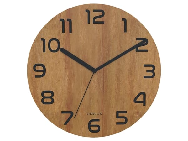 Unilux Palma, Vegg, Quartz clock, Rund, Bamboo, Tre, Retro