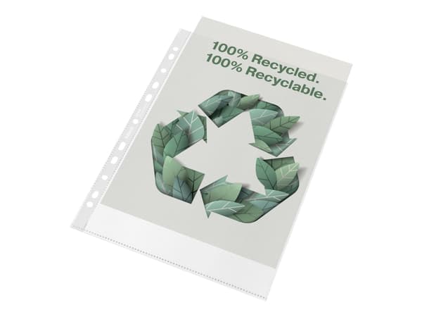 Plastficka Esselte 100 % återvunnen, med hål, A4, 70 µm, 100 st.