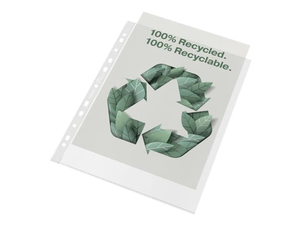 Plastficka Esselte 100 % återvunnen, med hål, A4, 70 µm, 100 st.