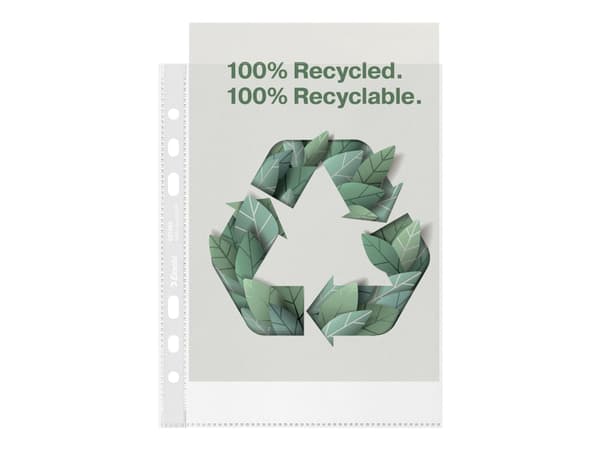 Plastficka Esselte 100 % återvunnen, med hål, A5, 70 µm, 100 st.