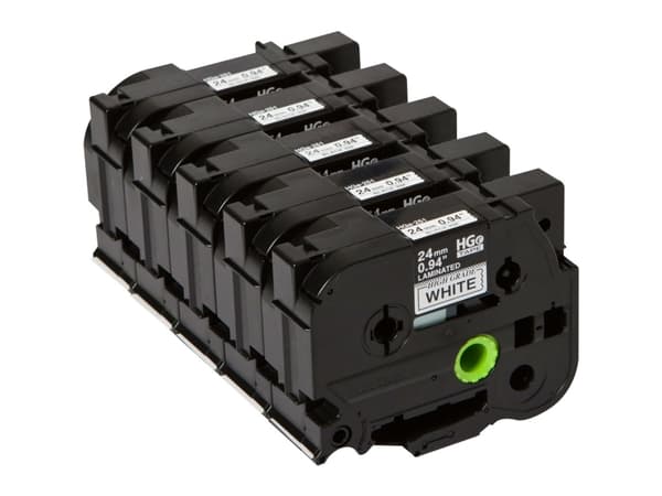 Brother HGE-251V5 - Svart på vitt - Rulle ( 2,4 cm x 8 m) 5 kassett(er) bandlaminat - för P-Touch PT-9500pc, PT-9700PC, PT-9800PCN; P-Touch R RL-700S