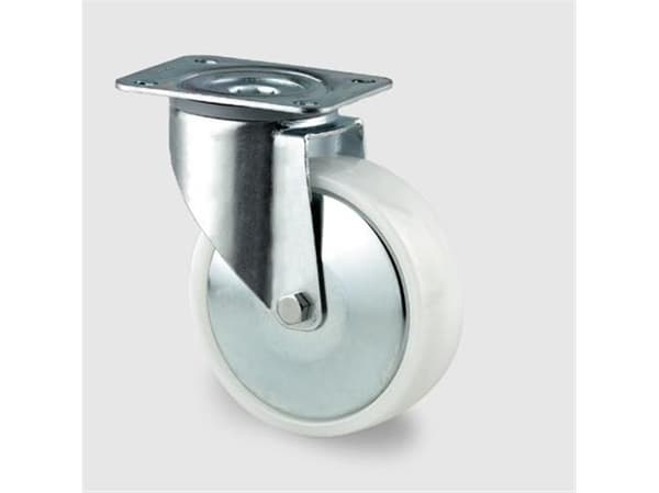 Kääntöpyörä, polyamidi, Ø100 mm, 200 kg, liukulaakeri, levyllä Rakennekorkeus: 128 mm