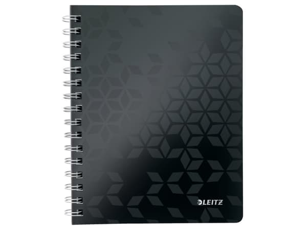Notesblok Leitz WOW PP A5 linjeret m/80 ark m/hul sort