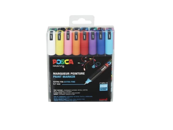 Marker Uni Posca Corner PC1MR med 16 stk. ass. farver