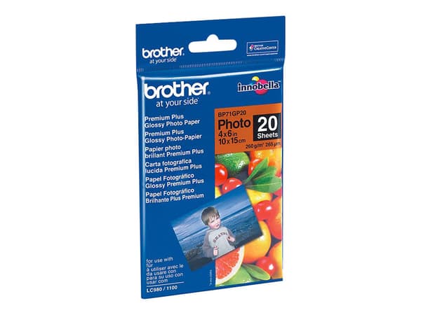 Brother BP - Blank - 100 x 150 mm 20 ark fotopapir - for Brother DCP-J1140, J1200, J1800, MFC-J1010, J1012, J2340, J3540, J3940, J4335, J5340