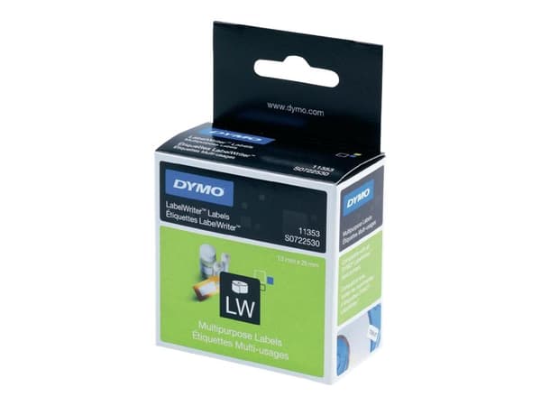 DYMO LabelWriter MultiPurpose - Permanet adhesiv - hvit - 13 x 25 mm 1000 etikett(er) (1 rull(er) x 1000) merkelapper - for DYMO LabelWriter 310, 315