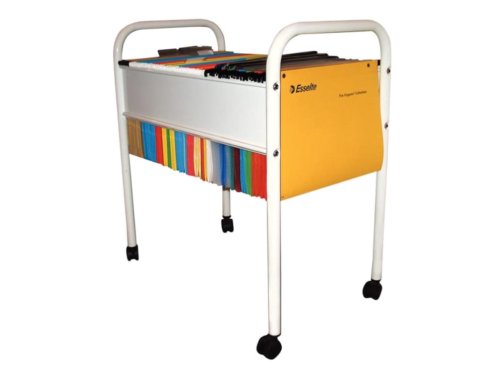 Vagn med gångjärn för mappar A4 vit öppen Esselte 94962