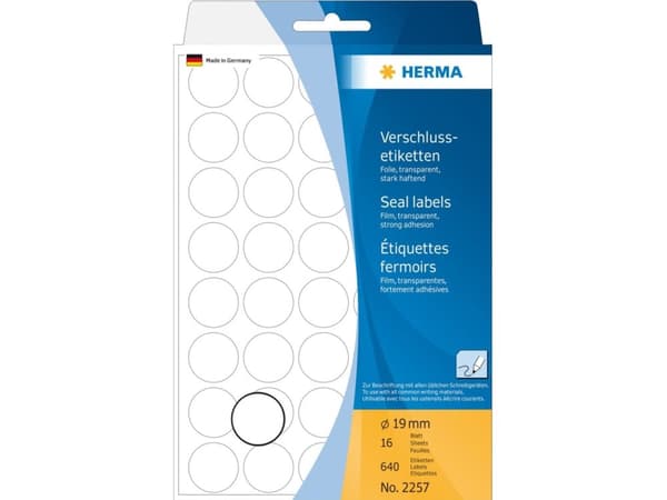 HERMA - Tegningetikett - 19 mm diameter - gjennomsiktig - polyester (en pakke 640)