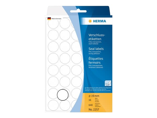 HERMA - Tegningetikett - 19 mm diameter - gjennomsiktig - polyester (en pakke 640)