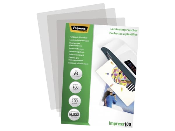 Lamineringsfickor A4 Fellowes 100my (låda med 100 ark)