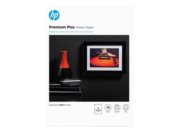 HP Premium Plus Photo Paper - Halvblank - A4 (210 x 297 mm) - 300 g/m² - 20 ark fotopapper - för Officejet 52XX, 6000, 6000 E609, 68XX, 7000 E809, 80