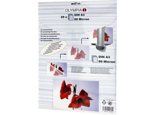 Olympia 1x25 DIN A3 80 micron, Transparent, A3, 25 styck