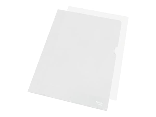 Plastomslag A4 Esselte 115 my åben i top og højre side - (100 stk.)