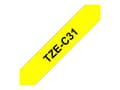 Miniatyrbild 3 av 5: Brother TZe-C31 - Svart på fluorescerande gul - Rulle (1,2 cm x 5 m) 1 kassett(er) bandlaminat - för Brother PT-D210, D600, H110; P-Touch PT-1005, D4