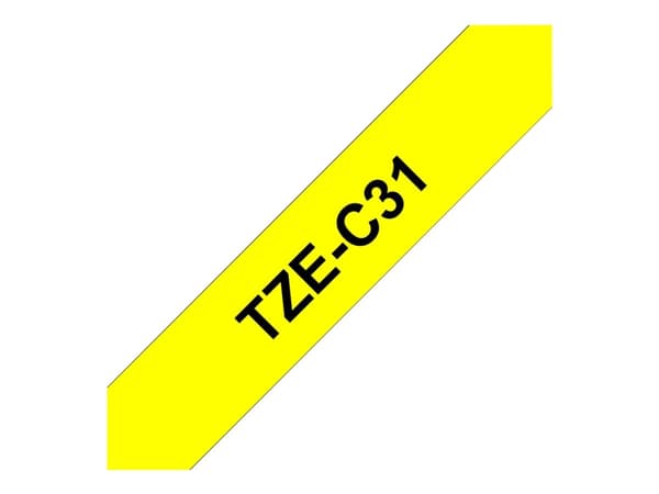 Brother TZe-C31 - Svart på fluorescerande gul - Rulle (1,2 cm x 5 m) 1 kassett(er) bandlaminat - för Brother PT-D210, D600, H110; P-Touch PT-1005, D4