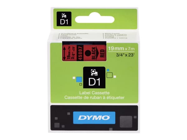 DYMO D1 - Blank - svart på rødt - Rull (1,9 cm x 7 m) 1 kassett(er) tape - for LabelMANAGER 360, 400, 420, 450, 500, PC, PC2, Wireless PnP; LabelPOIN