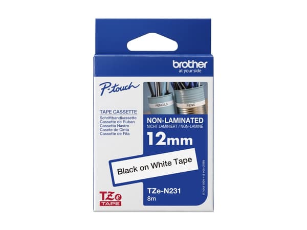 Brother TZN231 - Svart på hvitt - Rull (1,2 cm x 8 m) 1 stk skriverteip - for P-Touch PT-1010, PT-1080, PT-1250, PT-1290, PT-18, PT-1830, PT-2430, PT